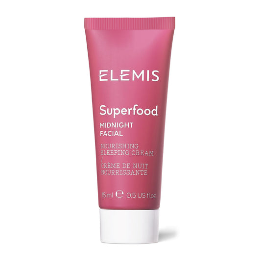 ELEMIS Superfood Midnight Facial - Lightweight Overnight Facial Cream, Prebiotic-Infused Hydrating Gel, Camu Camu Moisturizer, Omega Rich Night Cream -Travel Size, 15ml