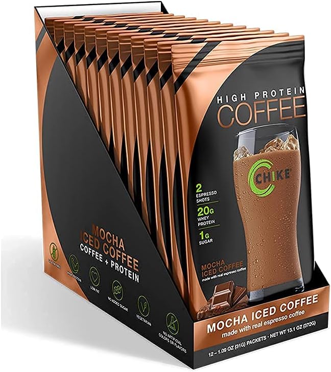 Chike High Protein Iced Coffee, 12 Single Serving Packets (Mocha)
