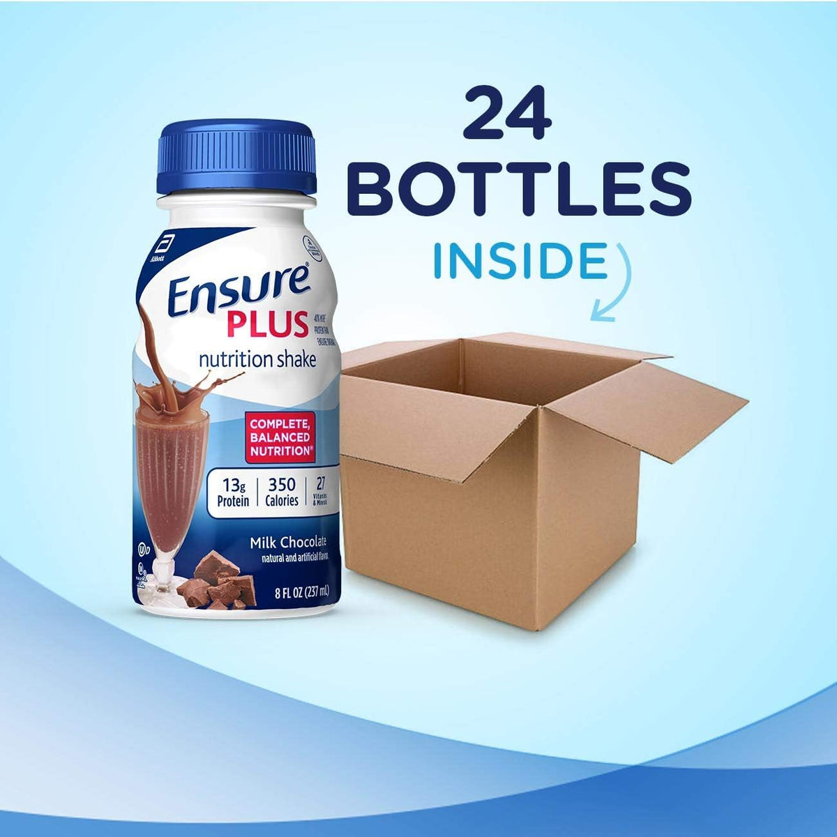 Ensure Plus Milk Chocolate Nutrition Shake, 24 Pack