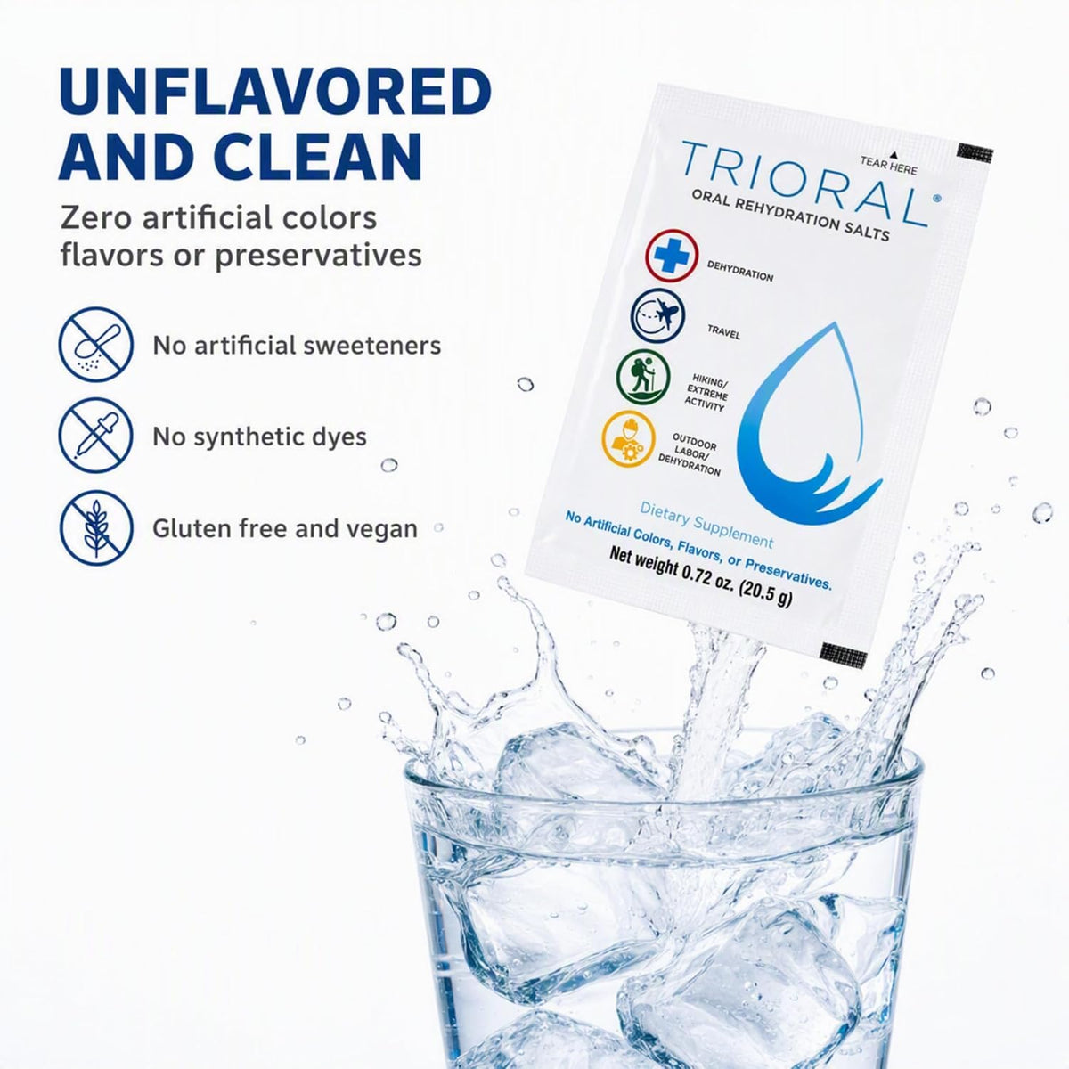 TRIORAL Electrolyte Powder Oral Rehydration Salts, 100 Drink Packets