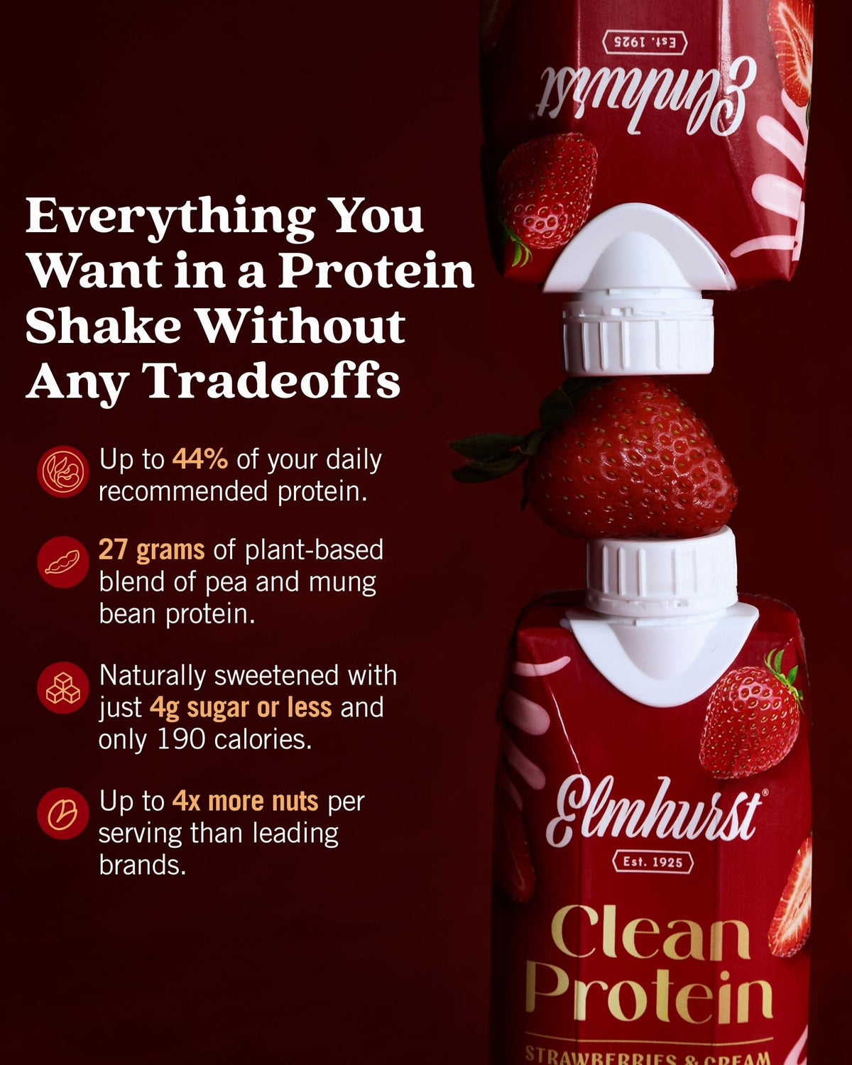 Elmhurst 1925 Sea Salt Chocolate Vegan Protein Shakes, 11 Ounce (12-Pack)
