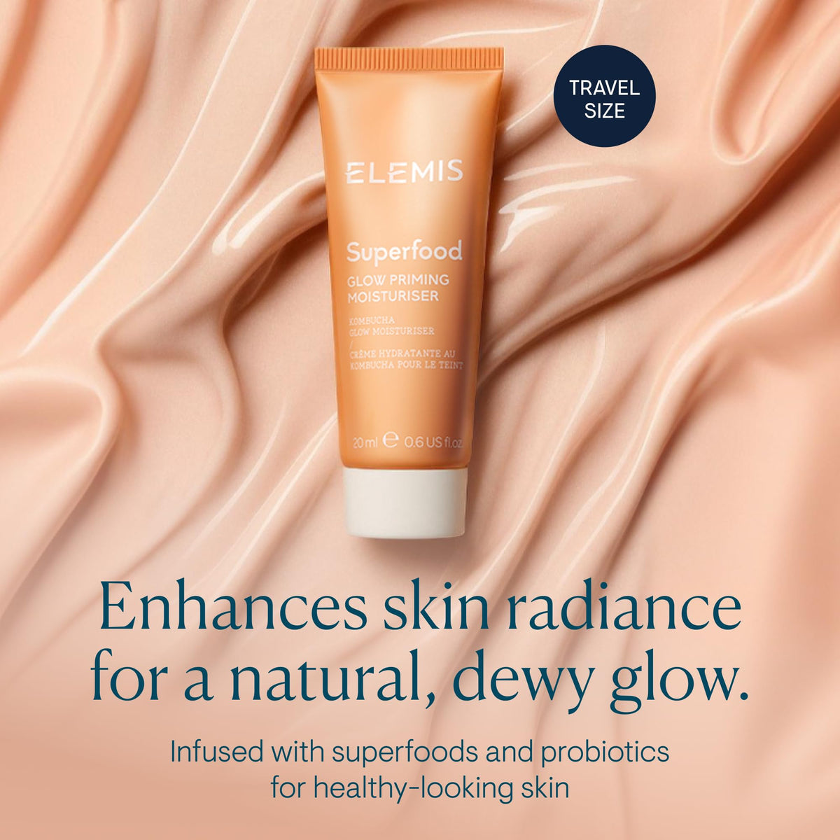 ELEMIS Superfood Glow Priming Moisturizer 20ml – Radiance-Boosting Travel Size Daily Moisturizer & Face Primer for Glowing Skin