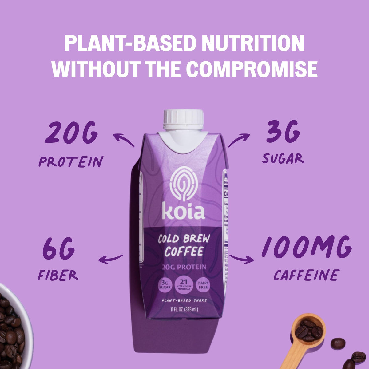 Koia Plant-Based Protein Shake, Chocolate Banana, 11 Fl Oz (Pack of 12)