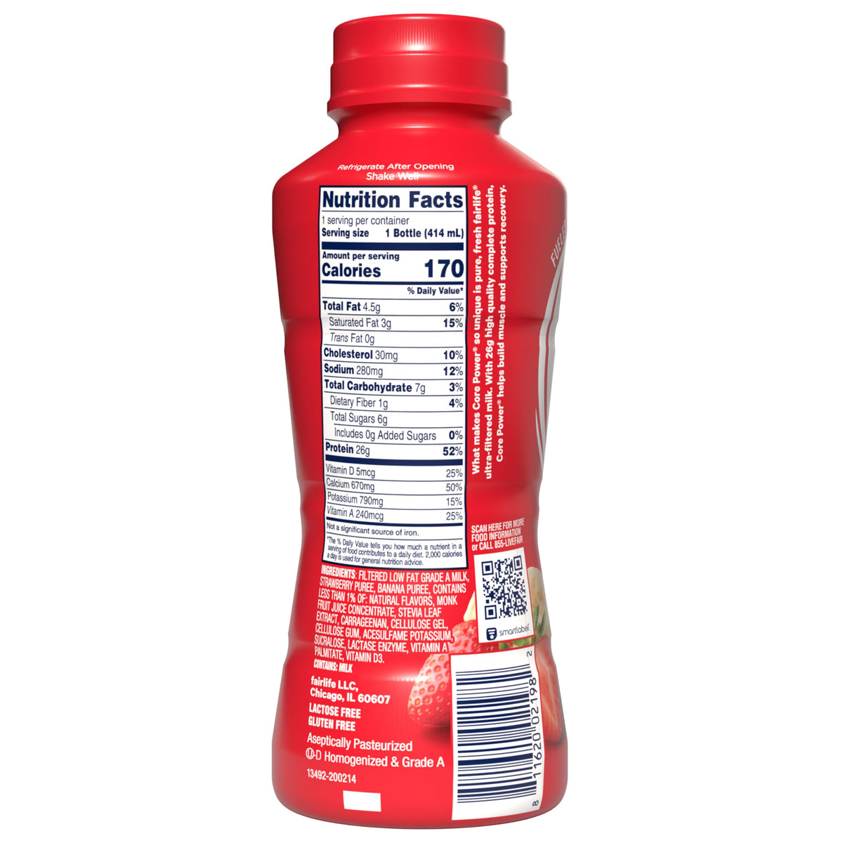 Core Power Protein Shake, Chocolate, 26g Bottle, 14oz, 12 Pack