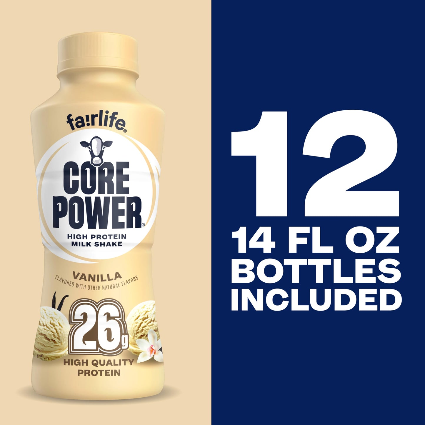Core Power Protein Shake, Chocolate, 26g Bottle, 14oz, 12 Pack