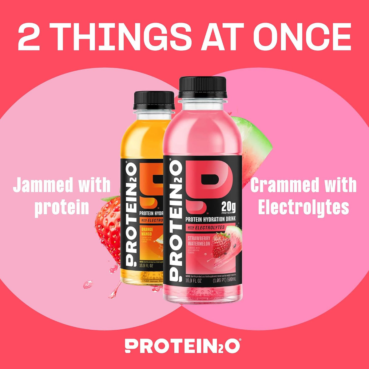 Protein2o Hydration Drink - 2-in-1 Liquid Clear Whey Protein Isolate and Electrolyte Drink - 20g Protein, Vitamins B5, B6 - Post-Workout Recovery - 16.9 Fl Oz - 12 Count Mixed Berry
