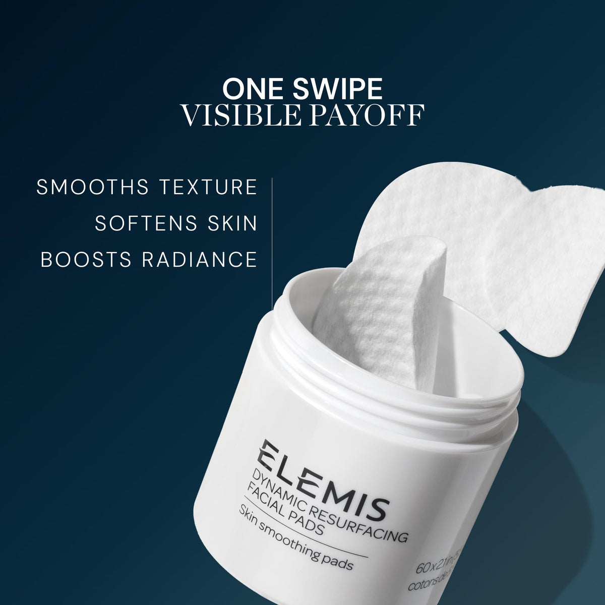 ELEMIS Dynamic Resurfacing Facial Pads - Blackhead Refining Treatment - Gentle Daily Skin Resurfacer - Lactic Acid, Tri-Enzyme - 60-Count Jar
