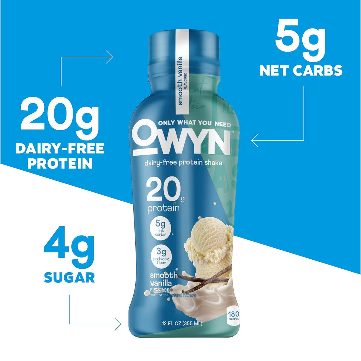 OWYN Only What You Need Smooth Vanilla Flavored 20g Protein Shake, 12 Ct