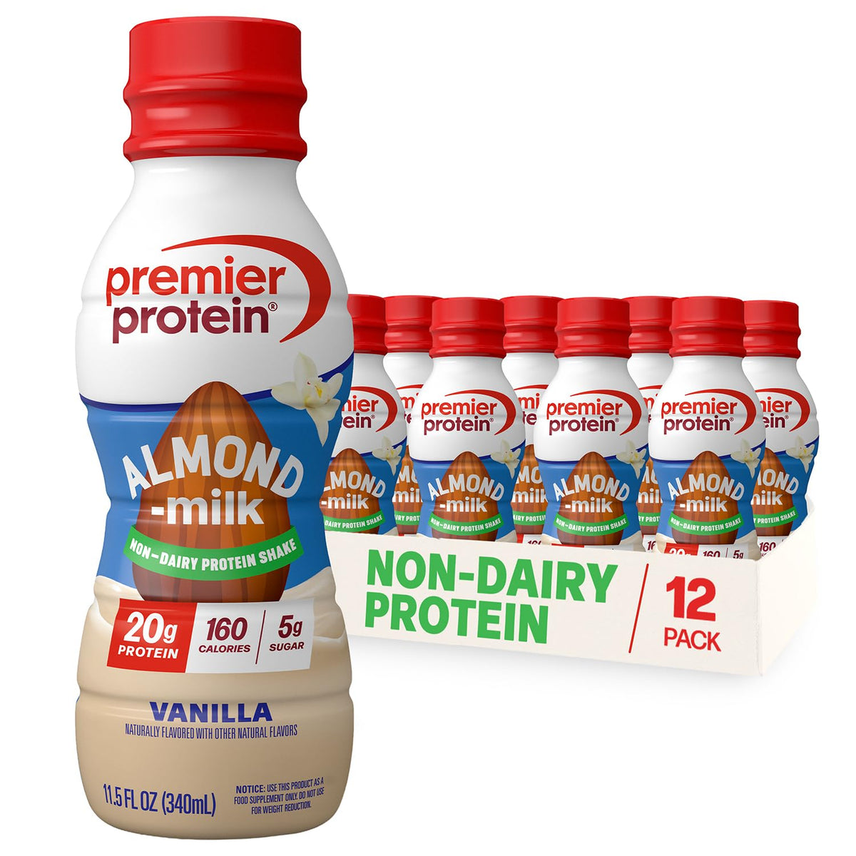 Premier Protein Non-Dairy Almondmilk Protein Shake, 20g, Chocolate, 12 Pack