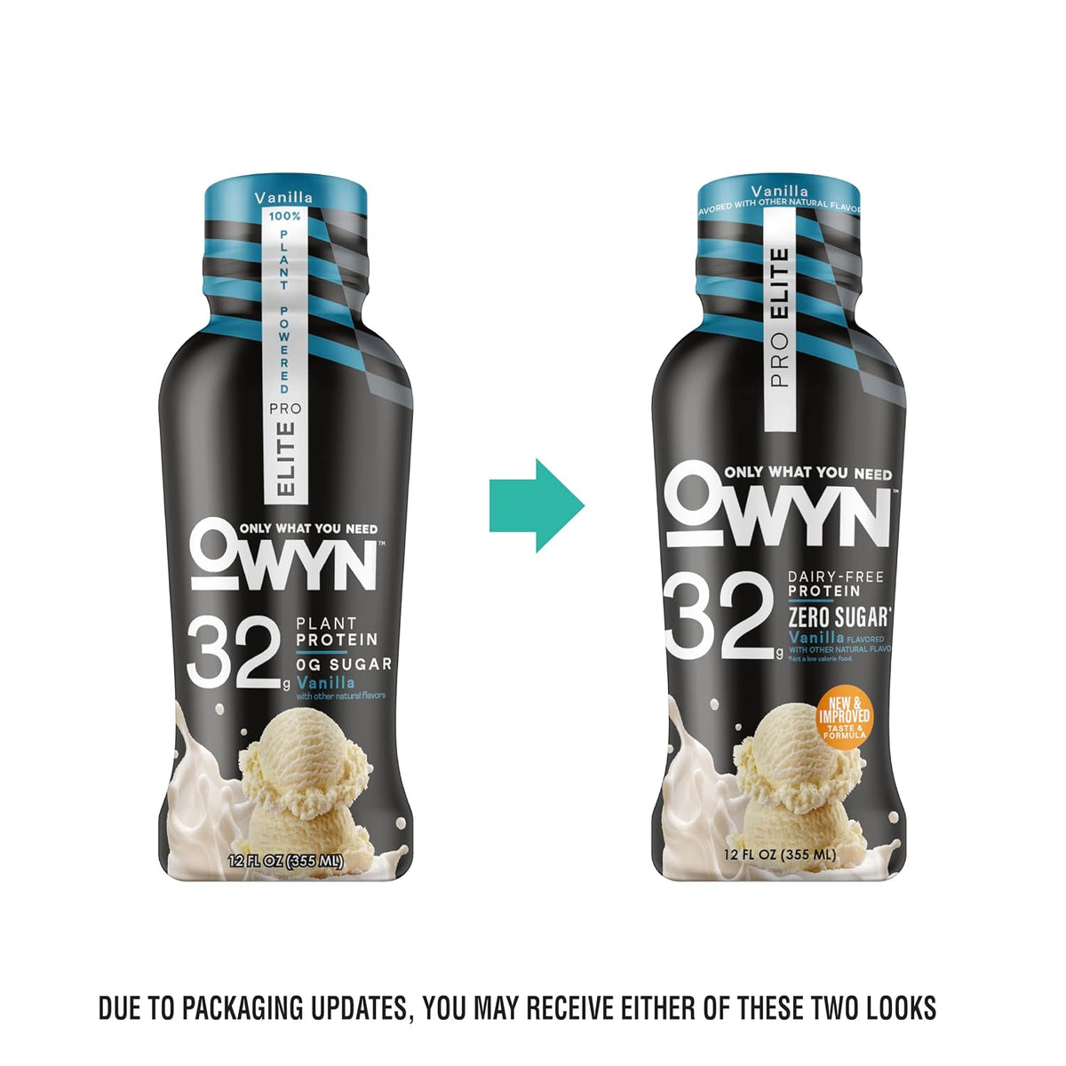 OWYN Only What You Need Pro Elite 32g Protein Shake Variety Pack, 12 Ct | No Nut Buttercup, Chocolate, Vanilla, 32g Protein, Zero Sugar, Dairy Free, Plant Protein, Individual 12fl oz Bottles