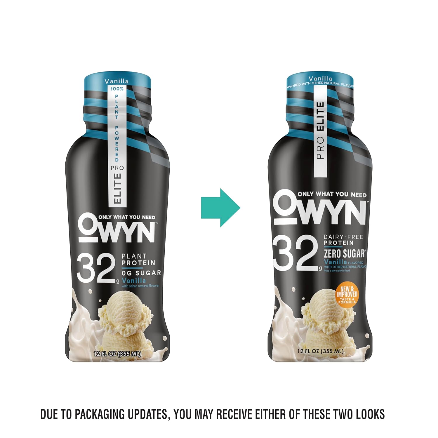 OWYN Only What You Need Pro Elite 32g Protein Shake Variety Pack, 12 Ct | No Nut Buttercup, Chocolate, Vanilla, 32g Protein, Zero Sugar, Dairy Free, Plant Protein, Individual 12fl oz Bottles