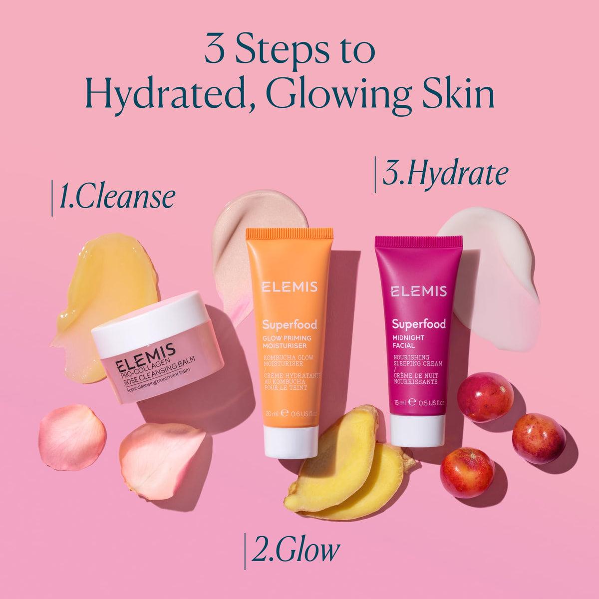 ELEMIS Superfood Midnight Facial - Lightweight Overnight Facial Cream, Prebiotic-Infused Hydrating Gel, Camu Camu Moisturizer, Omega Rich Night Cream -Travel Size, 15ml