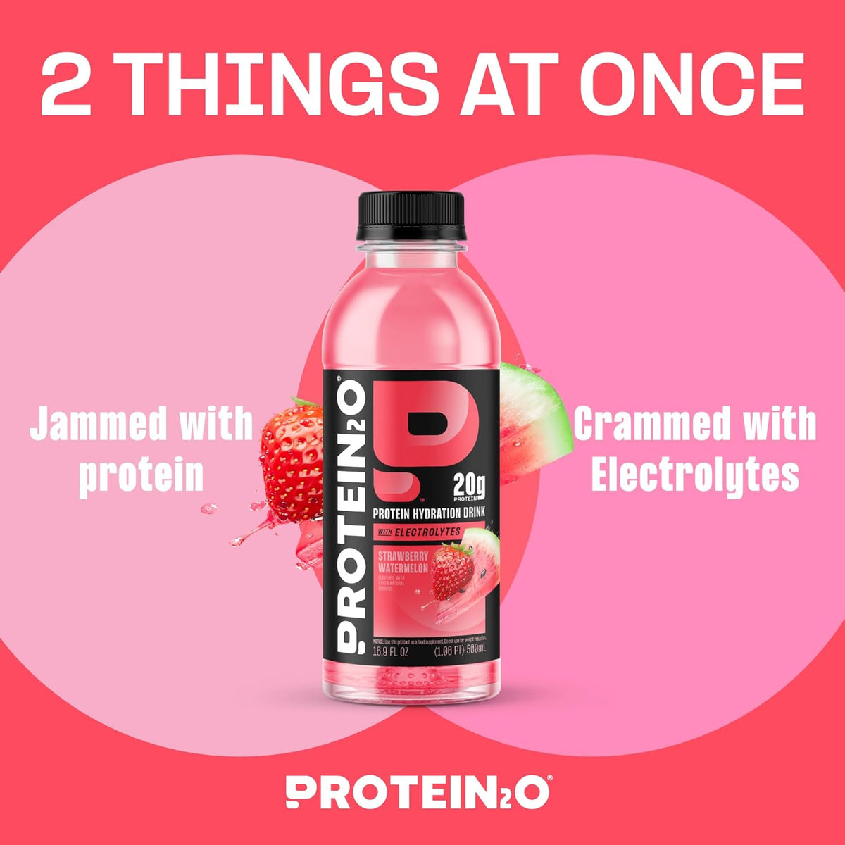 Protein2o Hydration Drink - 2-in-1 Liquid Clear Whey Protein Isolate and Electrolyte Drink - 20g Protein, Vitamins B5, B6 - Post-Workout Recovery - 16.9 Fl Oz - 12 Count Mixed Berry