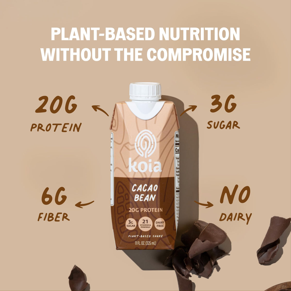 Koia Plant-Based Protein Shake, Chocolate Banana, 11 Fl Oz (Pack of 12)