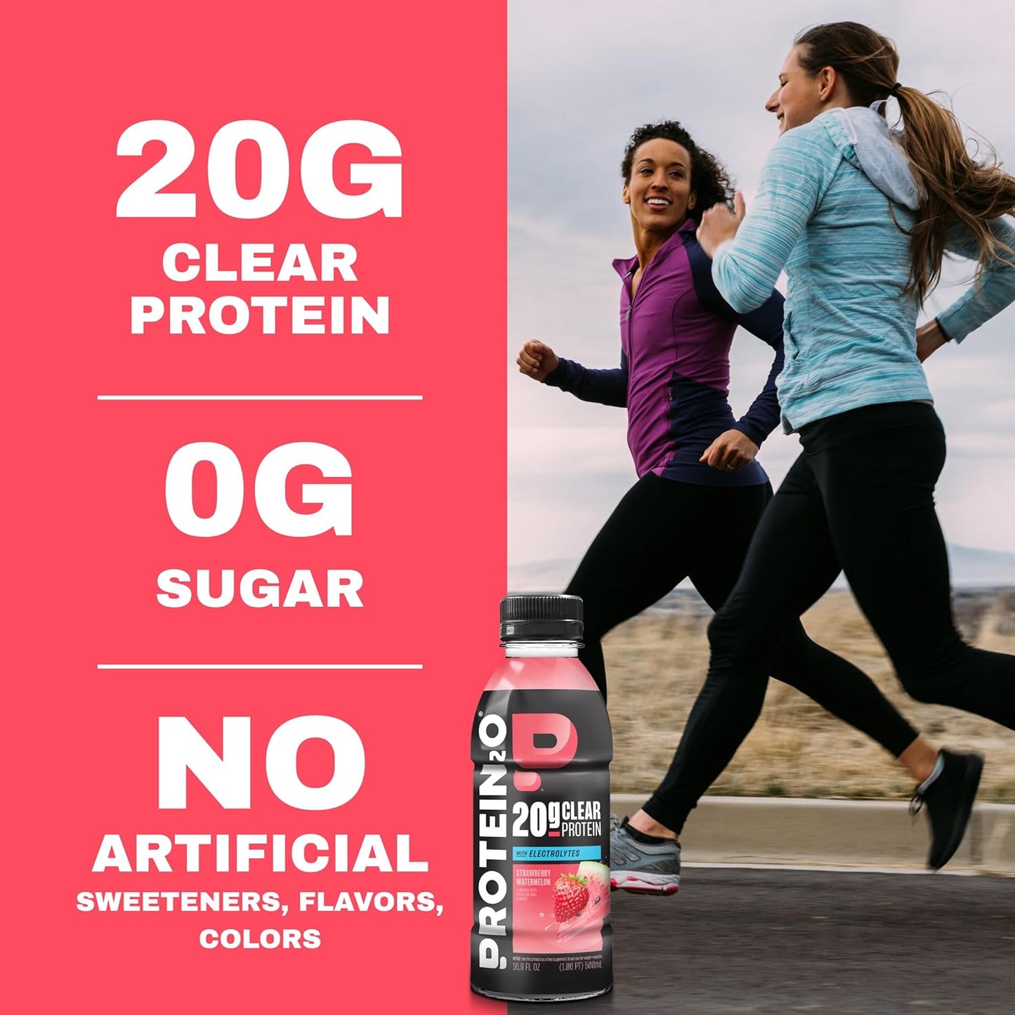 Protein2o Hydration Drink - 2-in-1 Liquid Clear Whey Protein Isolate and Electrolyte Drink - 20g Protein, Vitamins B5, B6 - Post-Workout Recovery - 16.9 Fl Oz - 12 Count Mixed Berry