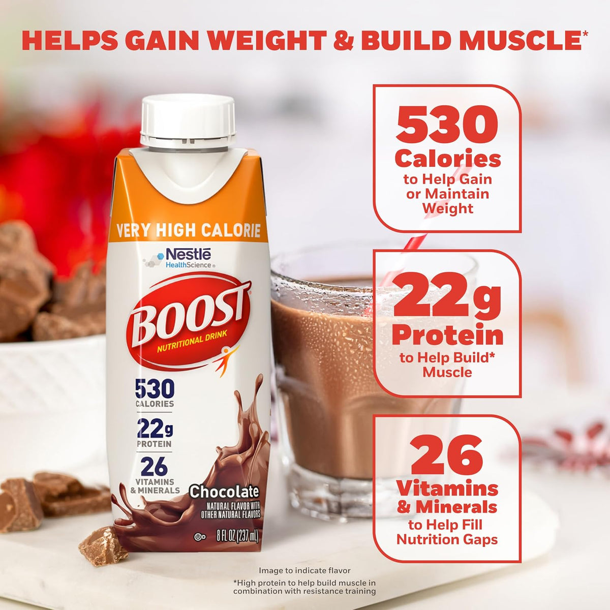 BOOST Very High Calorie Nutritional Drink, Variety Pack, 8 Fl Oz, 24 pk