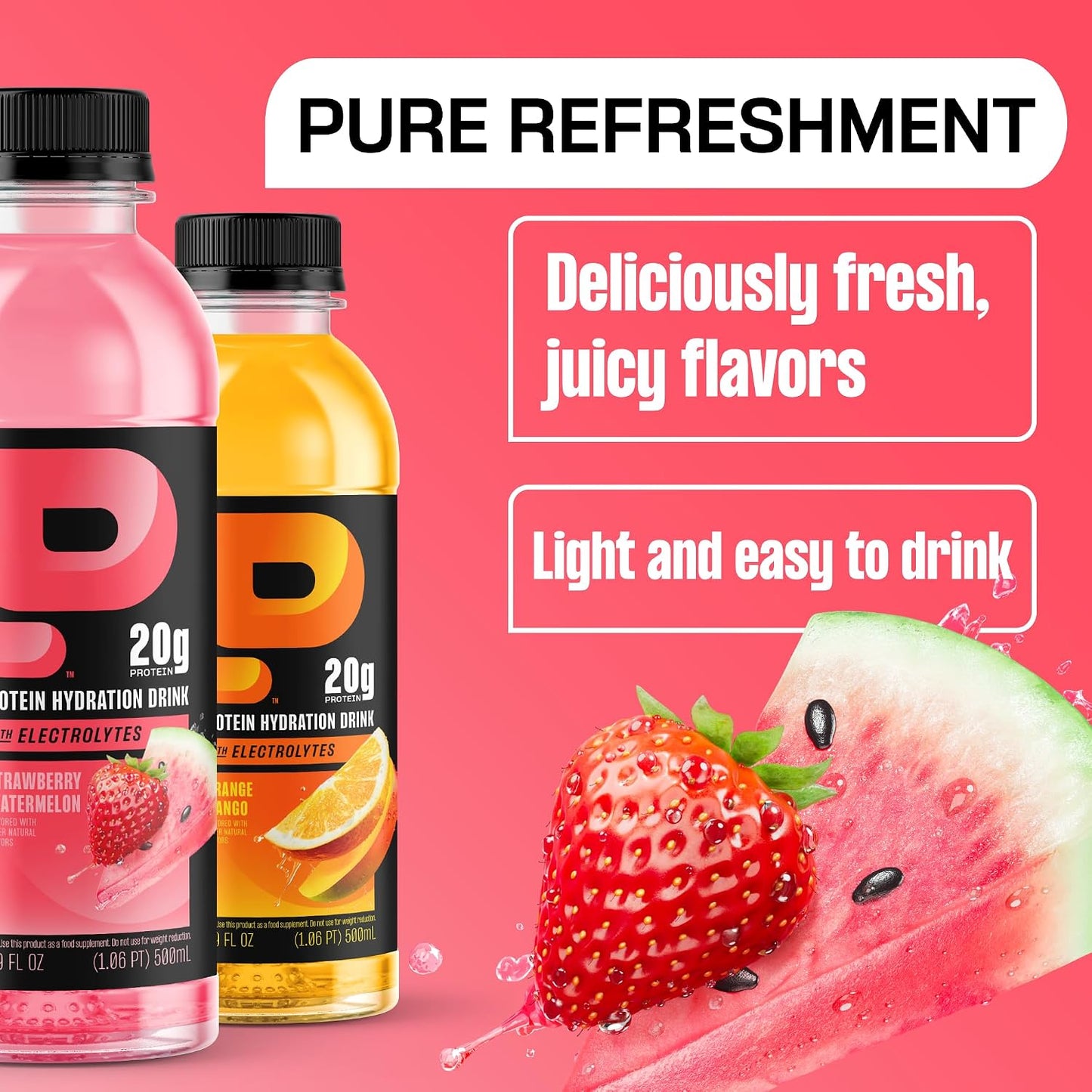 Protein2o Hydration Drink - 2-in-1 Liquid Clear Whey Protein Isolate and Electrolyte Drink - 20g Protein, Vitamins B5, B6 - Post-Workout Recovery - 16.9 Fl Oz - 12 Count Mixed Berry