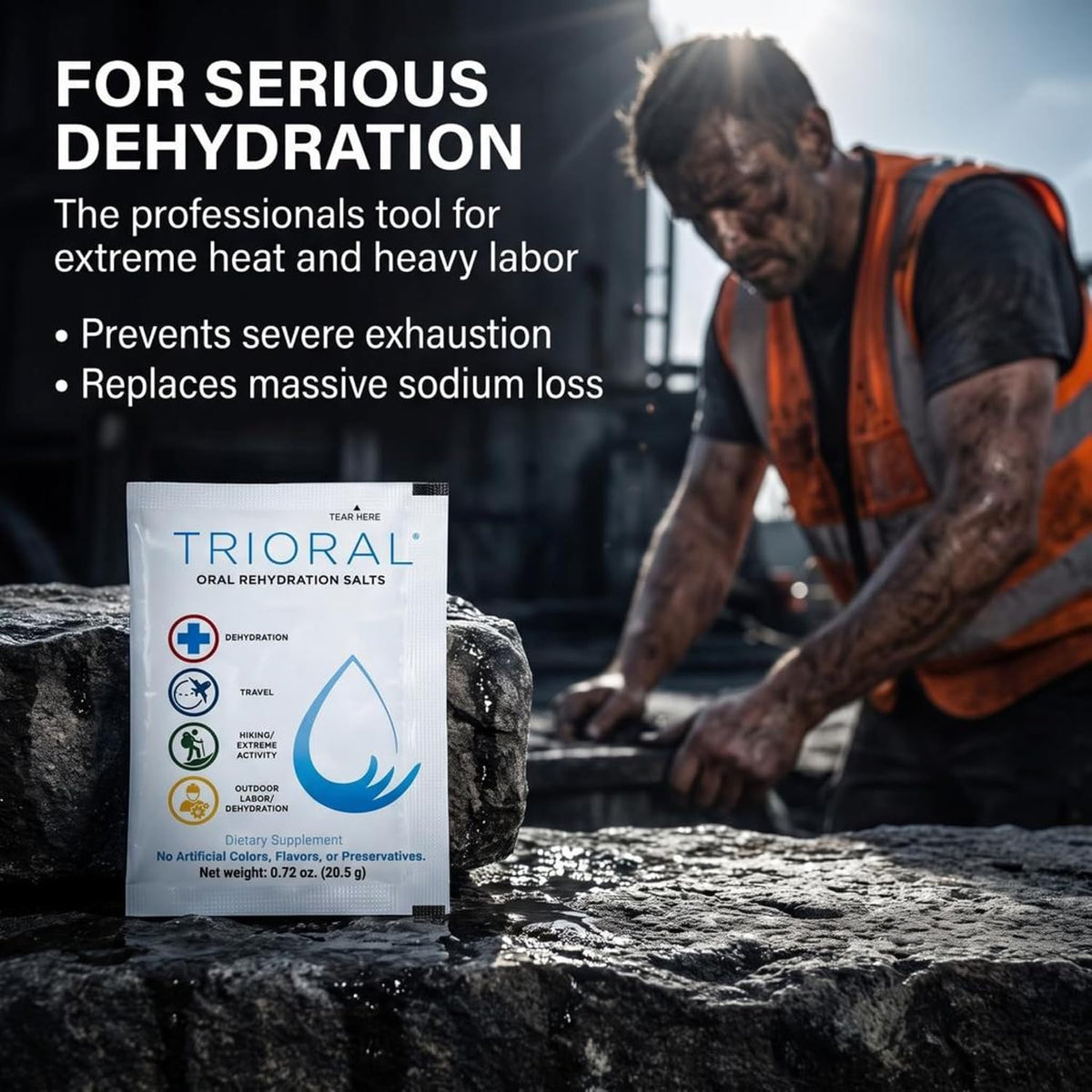 TRIORAL Electrolyte Powder Oral Rehydration Salts, 100 Drink Packets