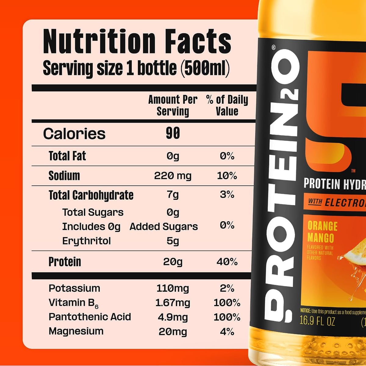 Protein2o Hydration Drink - 2-in-1 Liquid Clear Whey Protein Isolate and Electrolyte Drink - 20g Protein, Vitamins B5, B6 - Post-Workout Recovery - 16.9 Fl Oz - 12 Count Mixed Berry