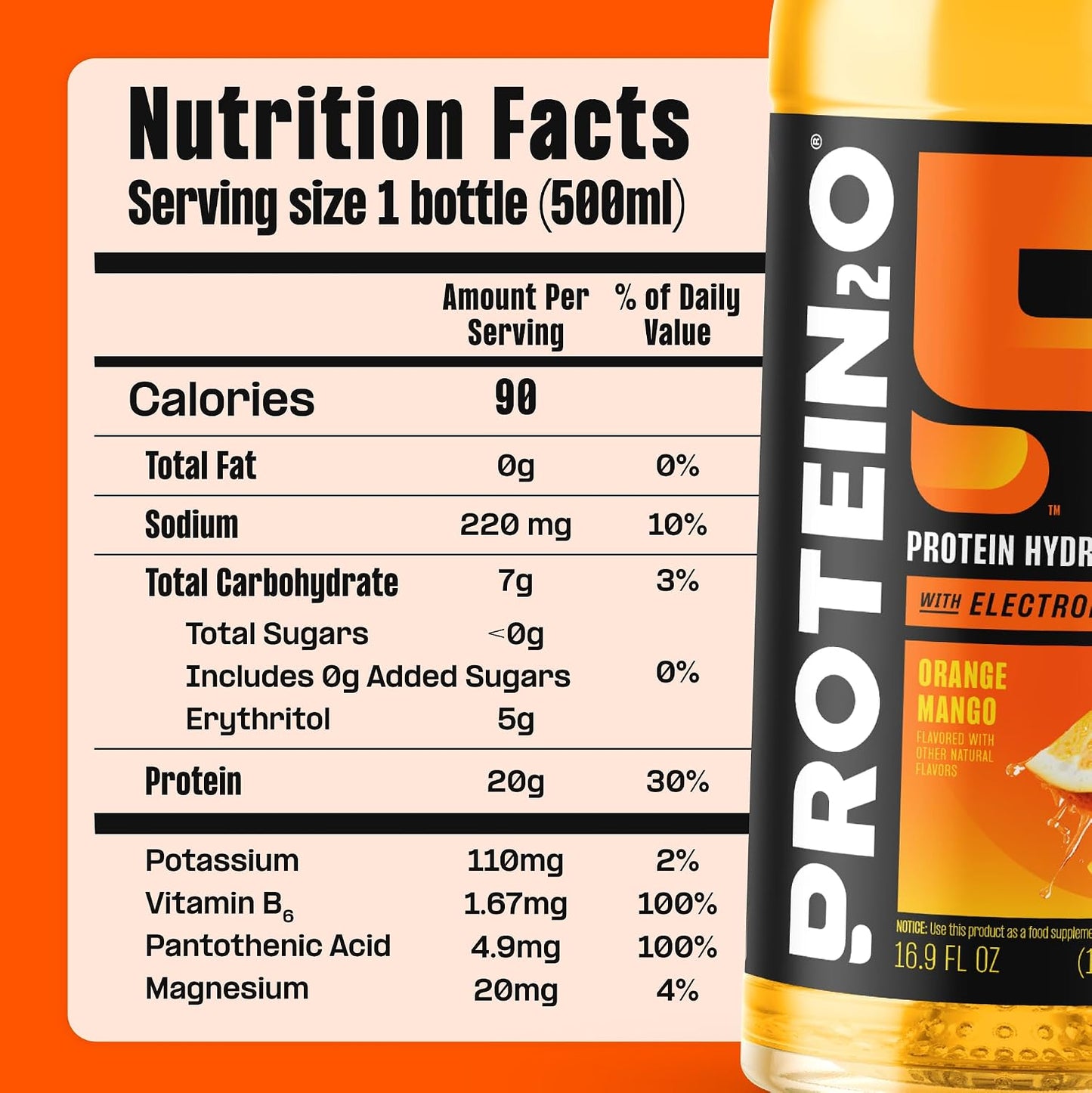 Protein2o Hydration Drink - 2-in-1 Liquid Clear Whey Protein Isolate and Electrolyte Drink - 20g Protein, Vitamins B5, B6 - Post-Workout Recovery - 16.9 Fl Oz - 12 Count Mixed Berry