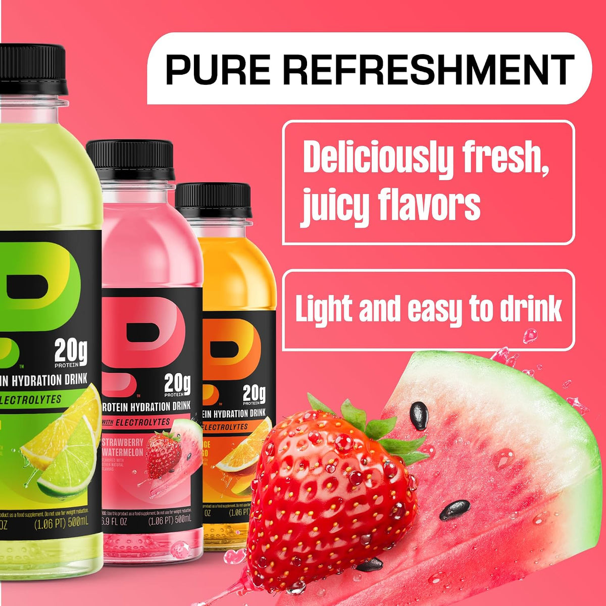 Protein2o Hydration Drink - 2-in-1 Liquid Clear Whey Protein Isolate and Electrolyte Drink - 20g Protein, Vitamins B5, B6 - Post-Workout Recovery - 16.9 Fl Oz - 12 Count Mixed Berry