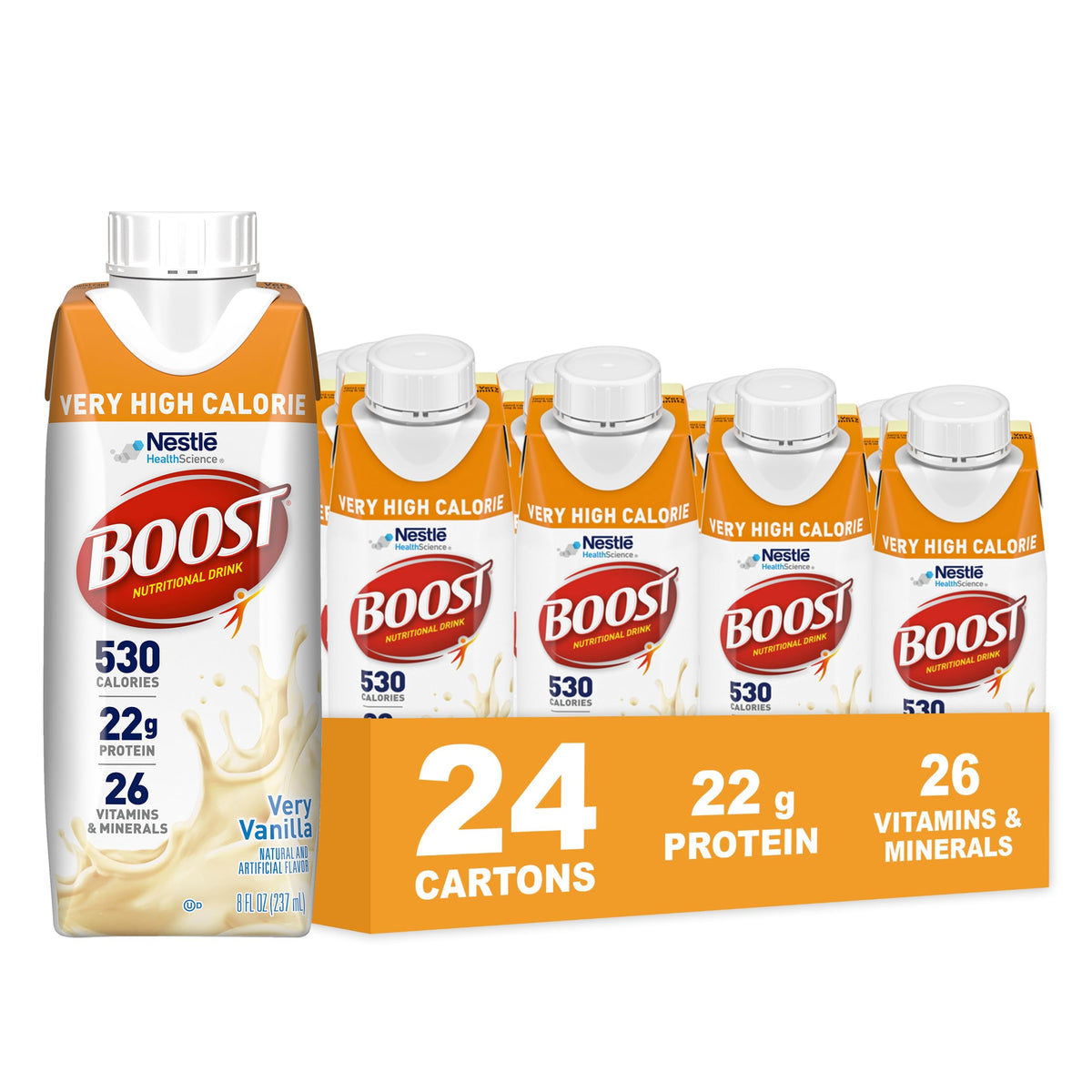 BOOST Very High Calorie Nutritional Drink, Variety Pack, 8 Fl Oz, 24 pk