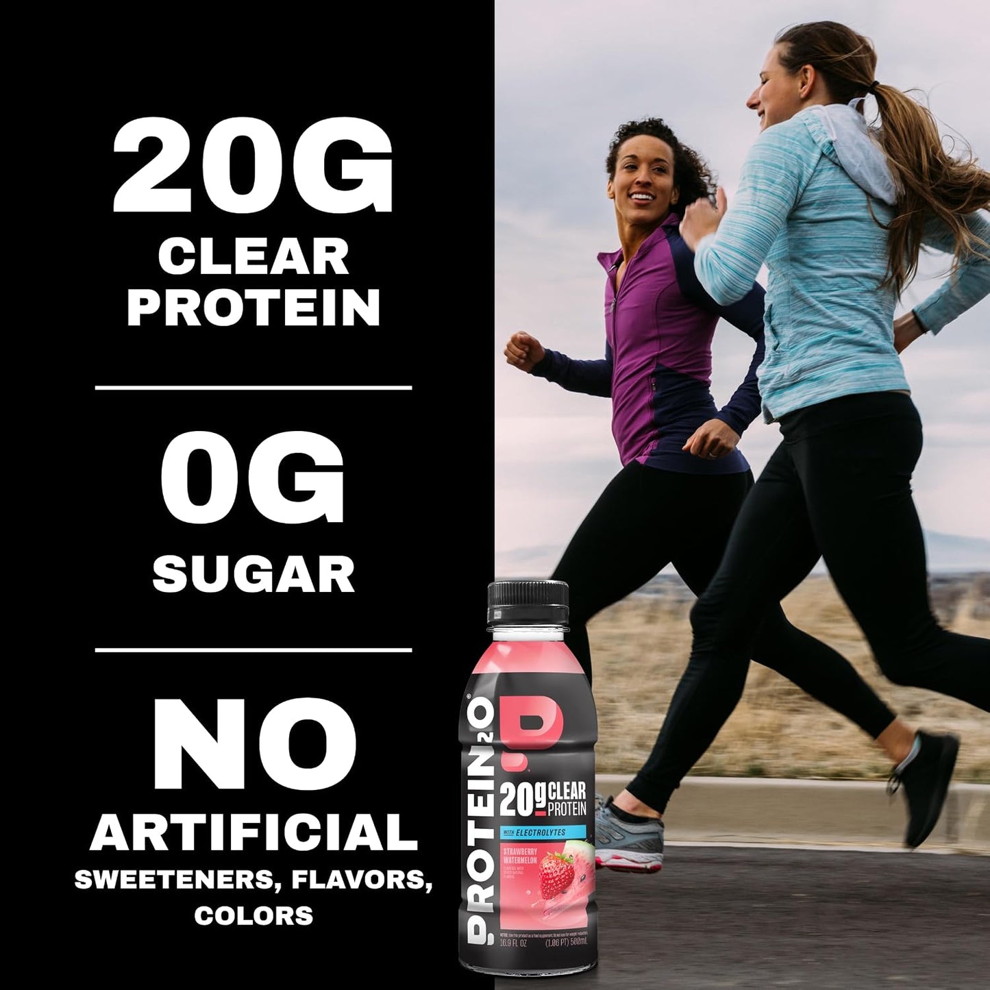 Protein2o Hydration Drink - 2-in-1 Liquid Clear Whey Protein Isolate and Electrolyte Drink - 20g Protein, Vitamins B5, B6 - Post-Workout Recovery - 16.9 Fl Oz - 12 Count Mixed Berry
